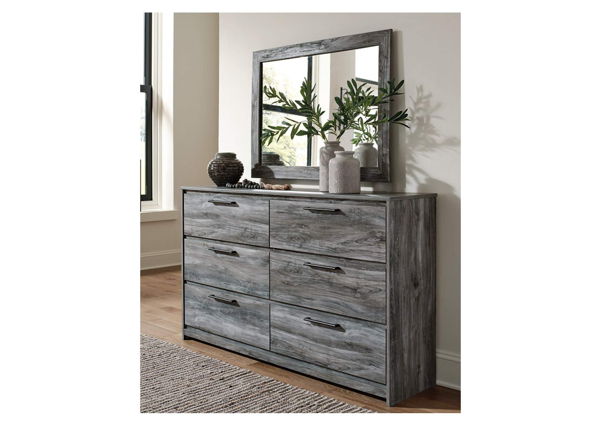 Baystorm King Panel Headboard with Mirrored Dresser, Chest and Nightstand,Signature Design By Ashley