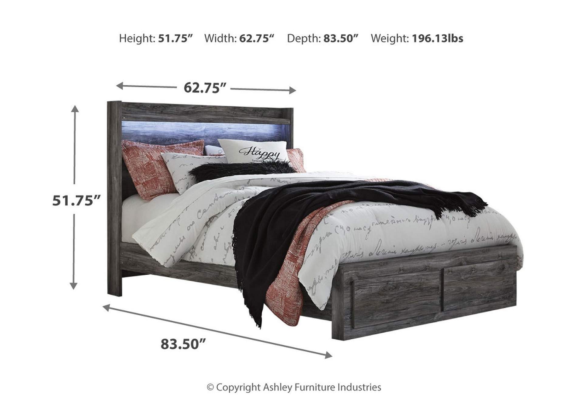 Baystorm Queen Panel Storage Bed with Mirrored Dresser and Nightstand,Signature Design By Ashley