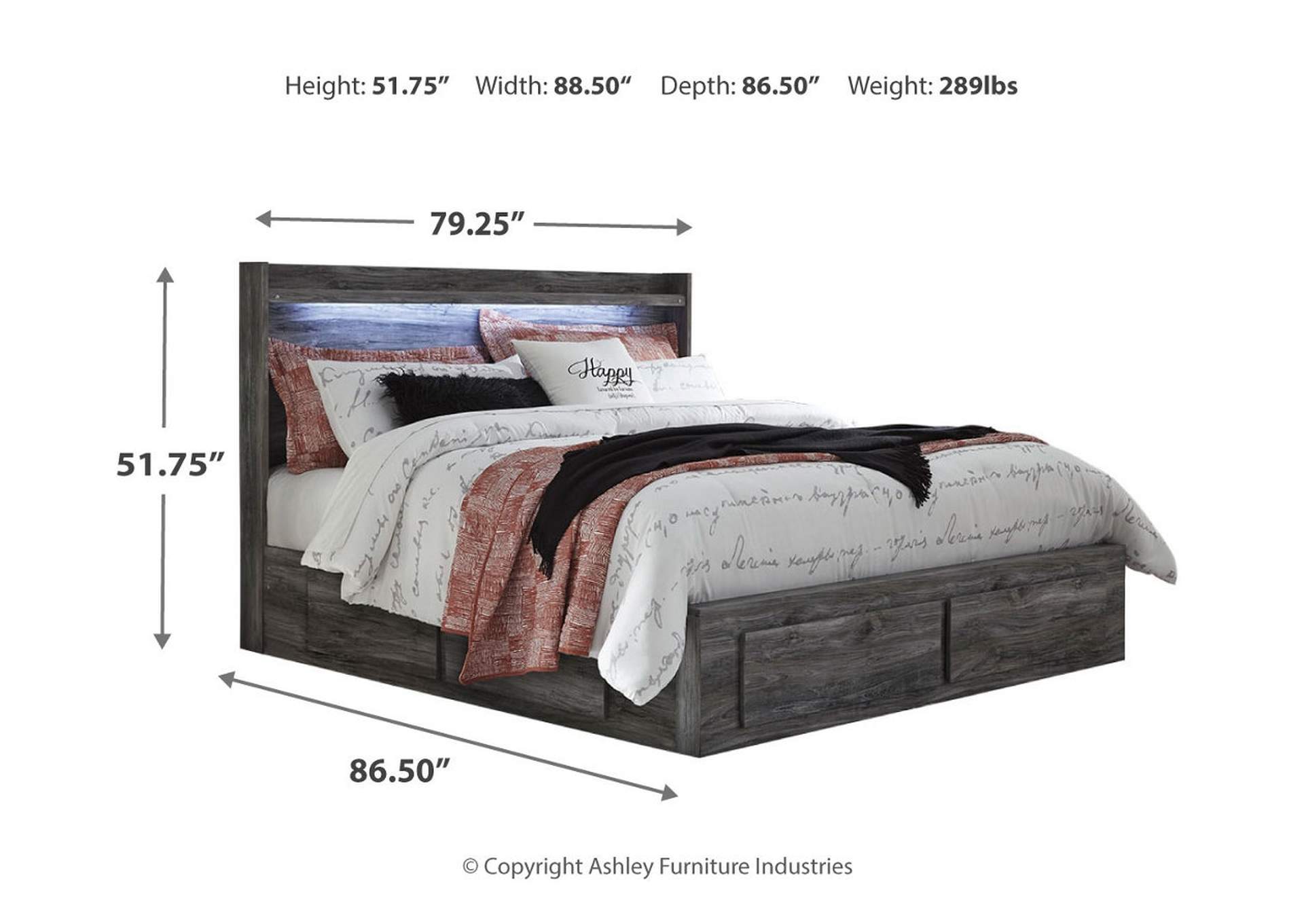 Baystorm King Panel Storage Bed with Mirrored Dresser and Nightstand,Signature Design By Ashley