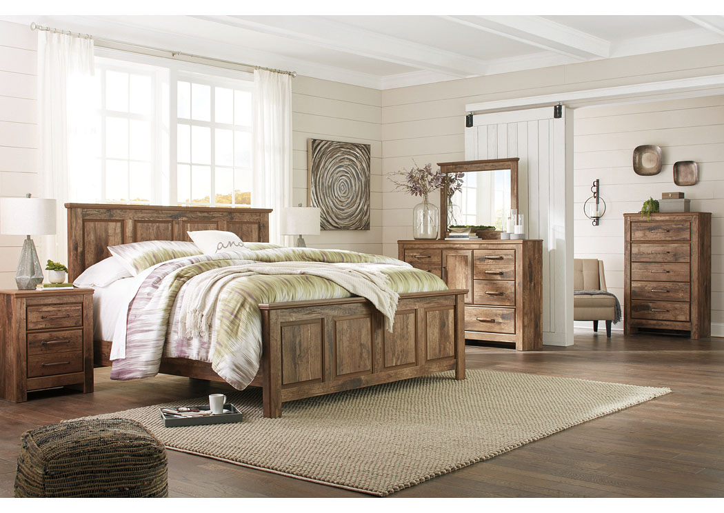 Blaneville Brown King Panel Bed w/Dresser, Mirror, Drawer Chest and Nightstand,ABF Signature Design by Ashley