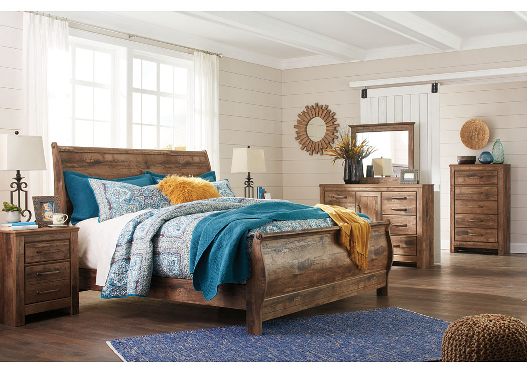 Blaneville Brown King Sleigh Bed w/Dresser, Mirror, Drawer Chest and Nightstand,ABF Signature Design by Ashley