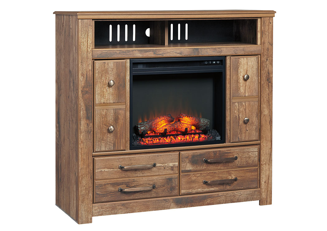 Blaneville Brown Media Chest w/Fireplace Option,ABF Signature Design by Ashley