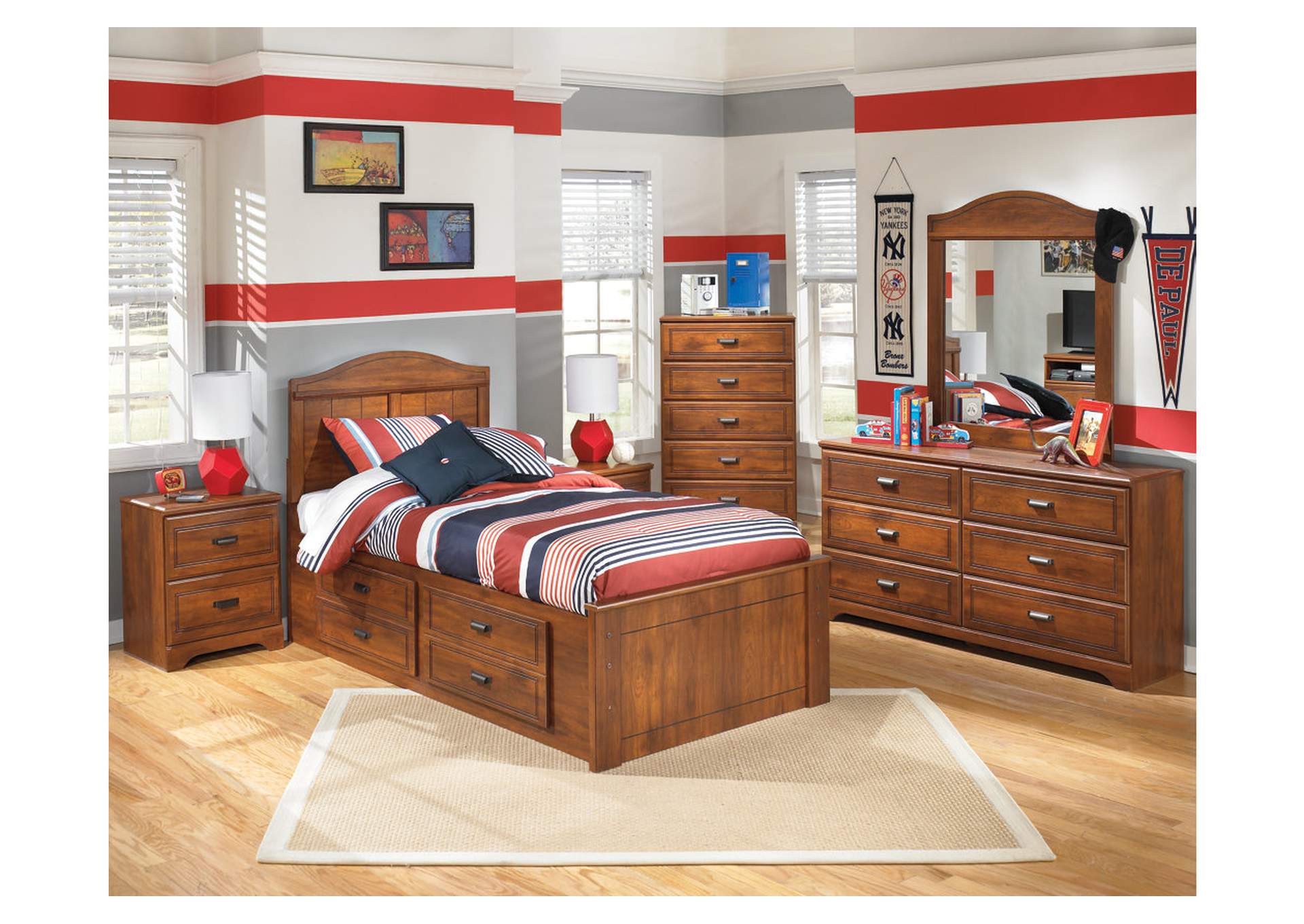 Barchan Twin Panel Bed w/ Storage, Dresser & Mirror,ABF Signature Design by Ashley