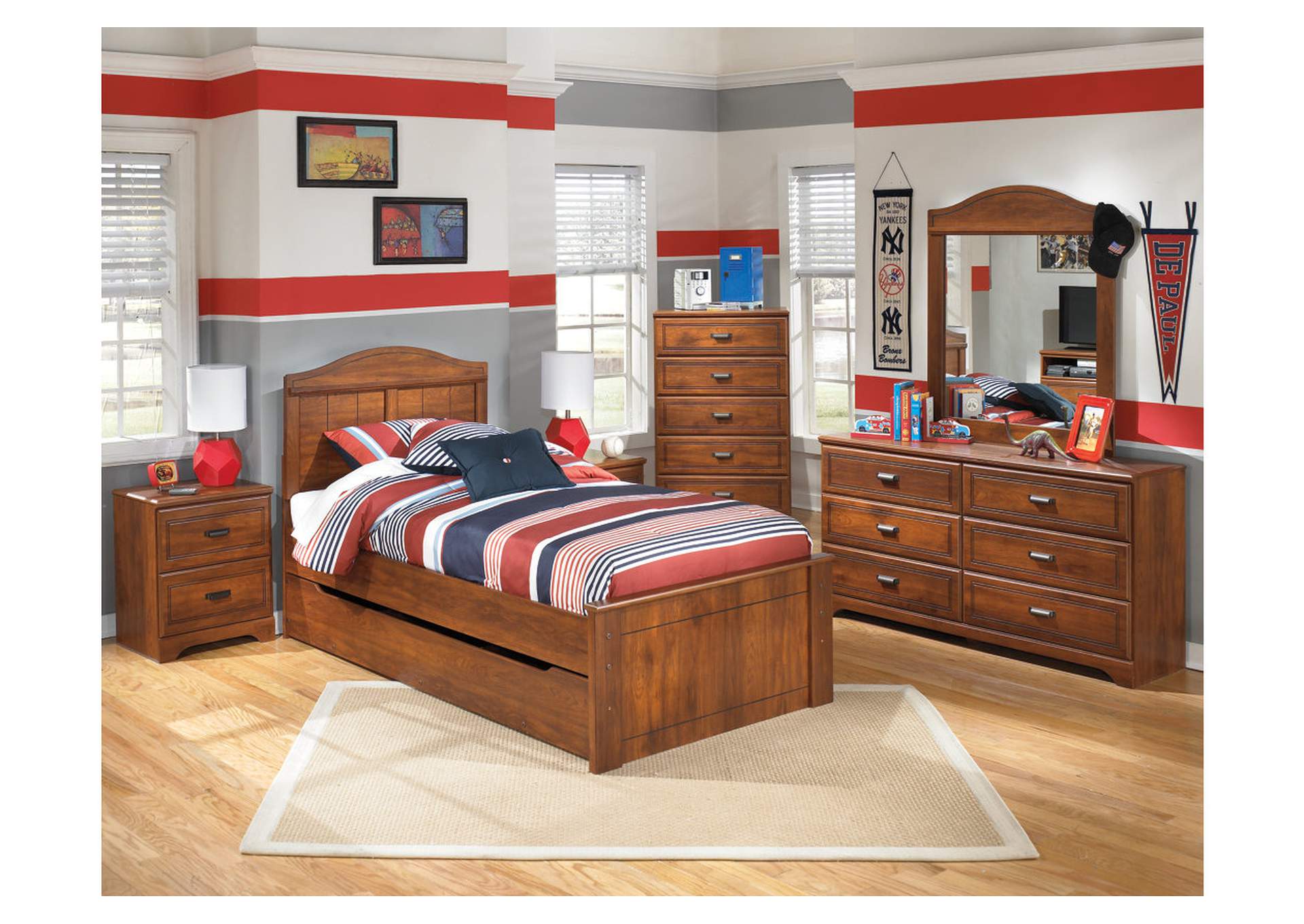 Barchan Twin Panel Bed w/ Trundle, Dresser & Mirror,ABF Signature Design by Ashley