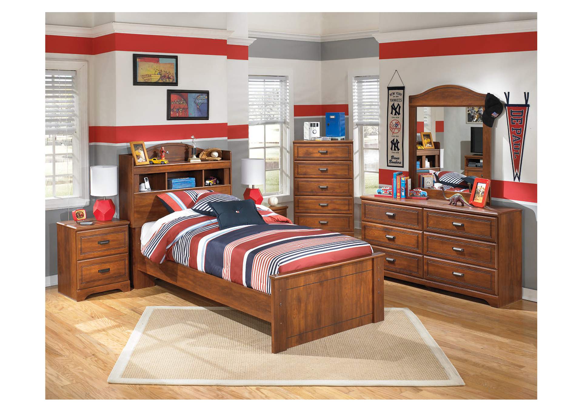 Barchan Twin Bookcase Bed, Dresser & Mirror,ABF Signature Design by Ashley