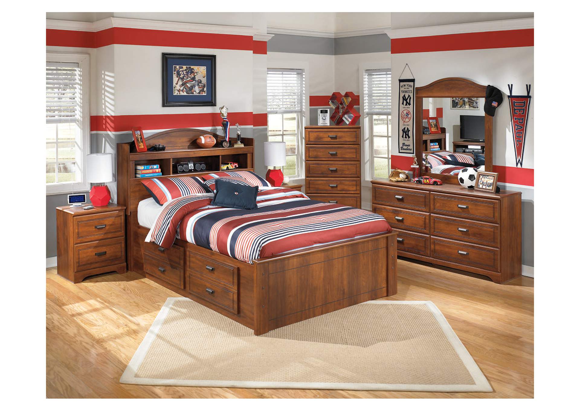 Barchan Full Bookcase Bed w/ Storage, Dresser & Mirror,ABF Signature Design by Ashley