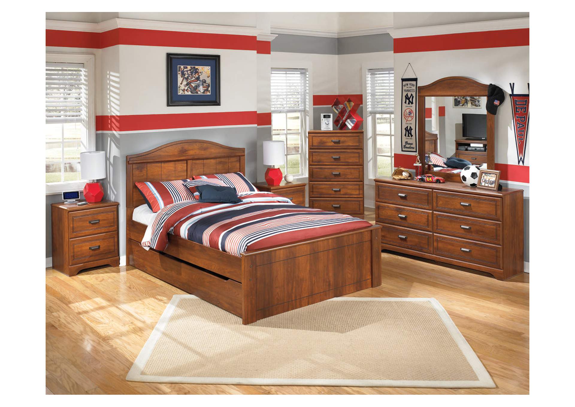 Barchan Full Panel Bed w/ Trundle, Dresser & Mirror,ABF Signature Design by Ashley