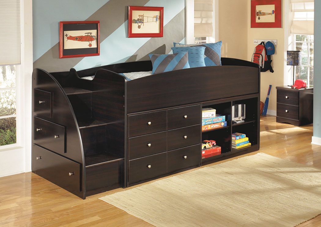 Embrace Twin Loft Bed w/ Bookcase, Storage & Stairs,ABF Signature Design by Ashley