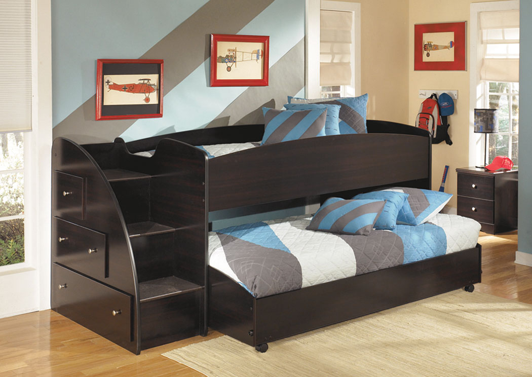 Embrace Twin Loft Bed w/ Caster Bed & Storage Stairs,ABF Signature Design by Ashley