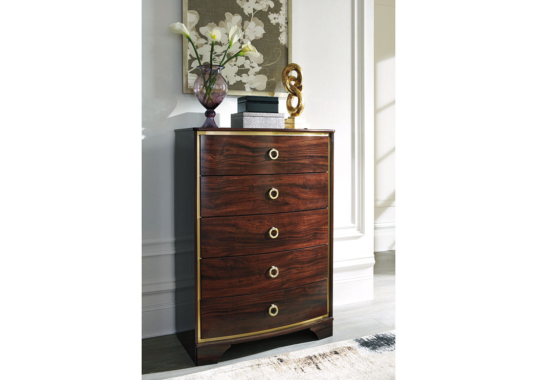 Lenmara Reddish Brown Five Drawer Chest,ABF Signature Design by Ashley