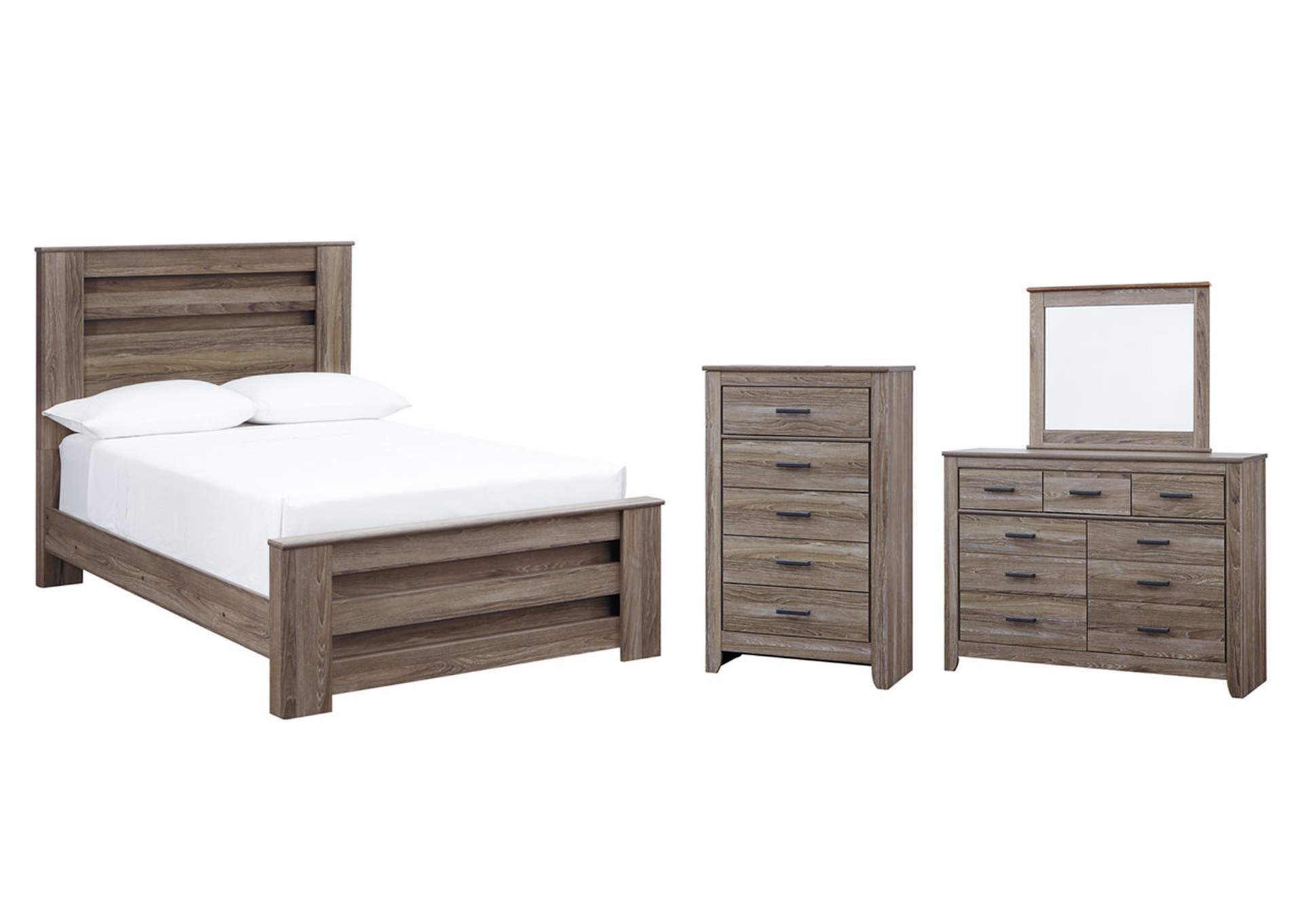 Zelen Full Panel Bed with Mirrored Dresser and Chest,Signature Design By Ashley