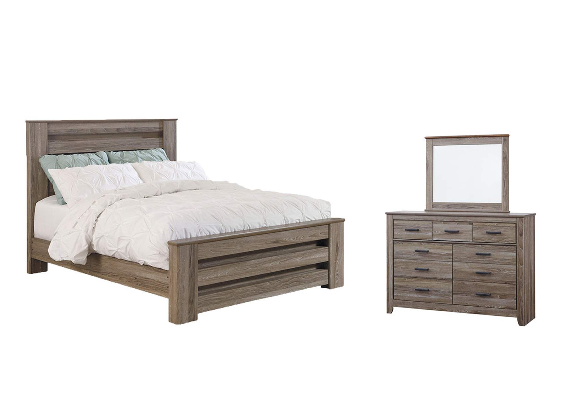 Zelen Queen Panel Bed with Mirrored Dresser,Signature Design By Ashley