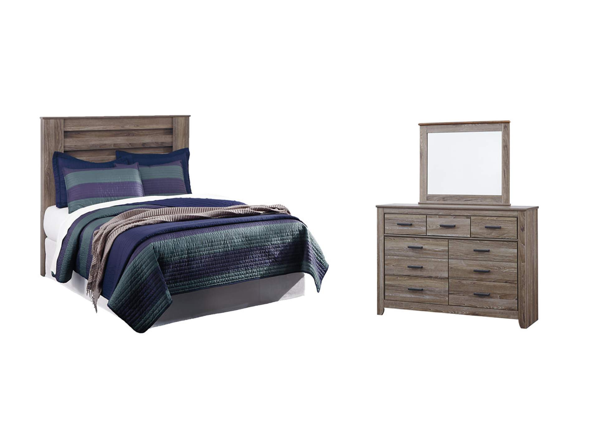 Zelen Full Panel Headboard Bed with Mirrored Dresser,Signature Design By Ashley