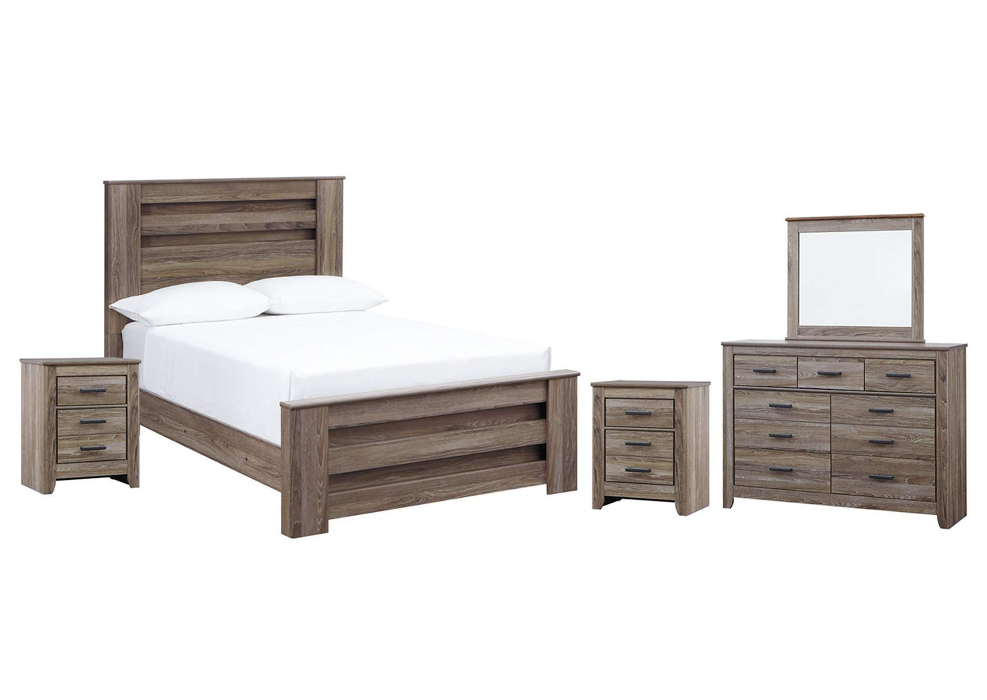 Zelen Full Panel Bed with Mirrored Dresser and 2 Nightstands,Signature Design By Ashley