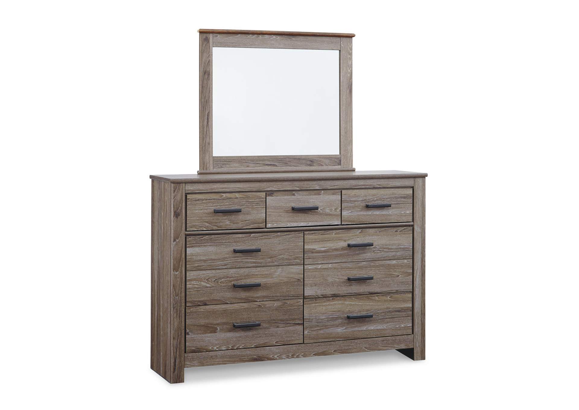 Zelen Queen Panel Bed with Mirrored Dresser and 2 Nightstands,Signature Design By Ashley