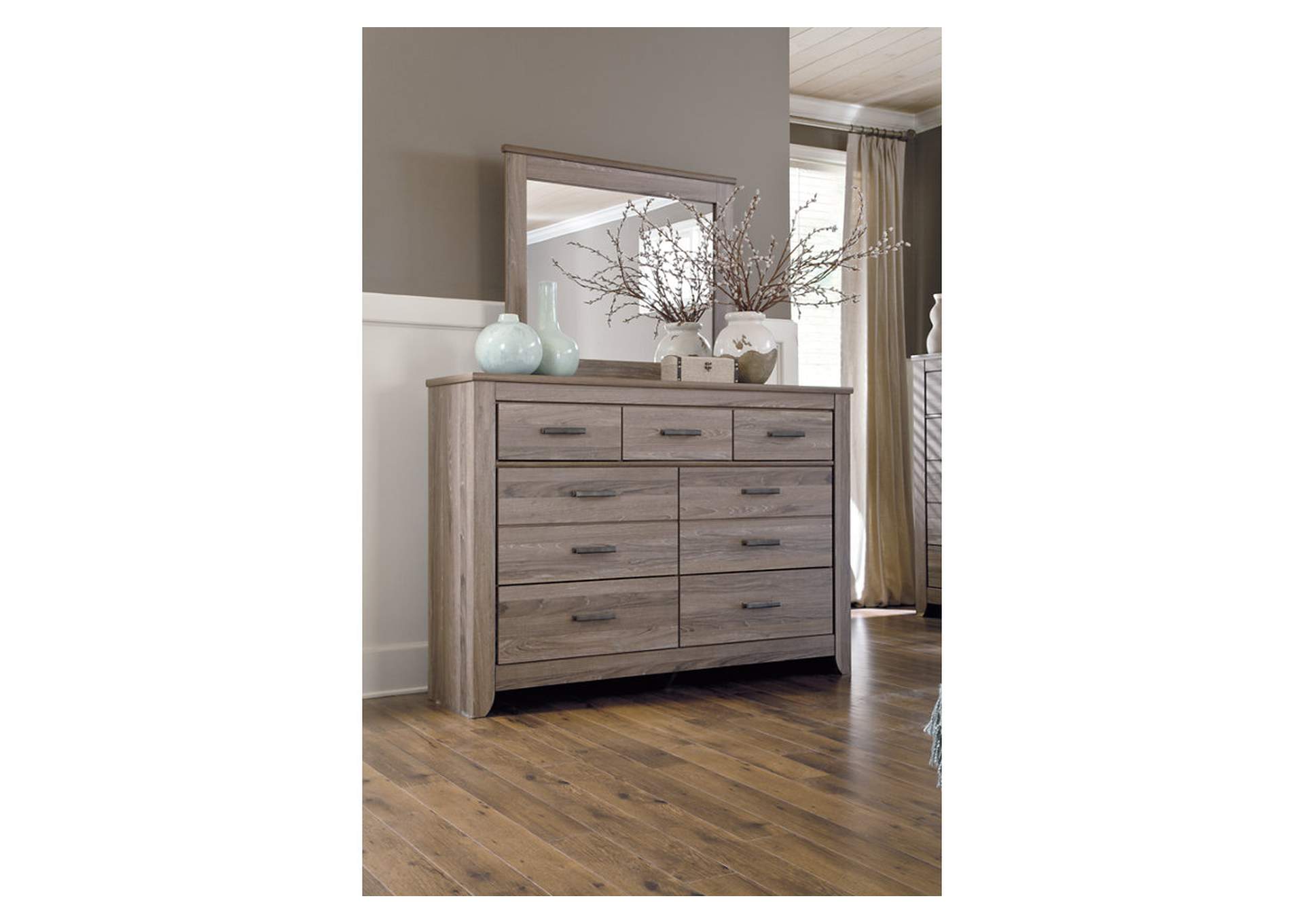 Zelen King Panel Bed with Mirrored Dresser,Signature Design By Ashley