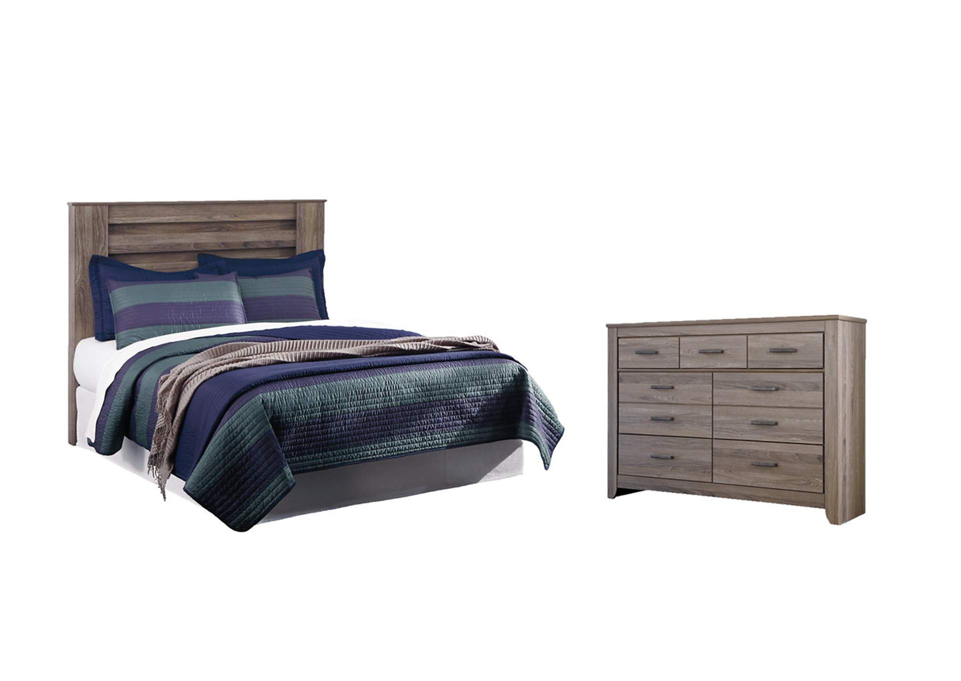 Zelen Queen/Full Panel Headboard Bed with Dresser,Signature Design By Ashley
