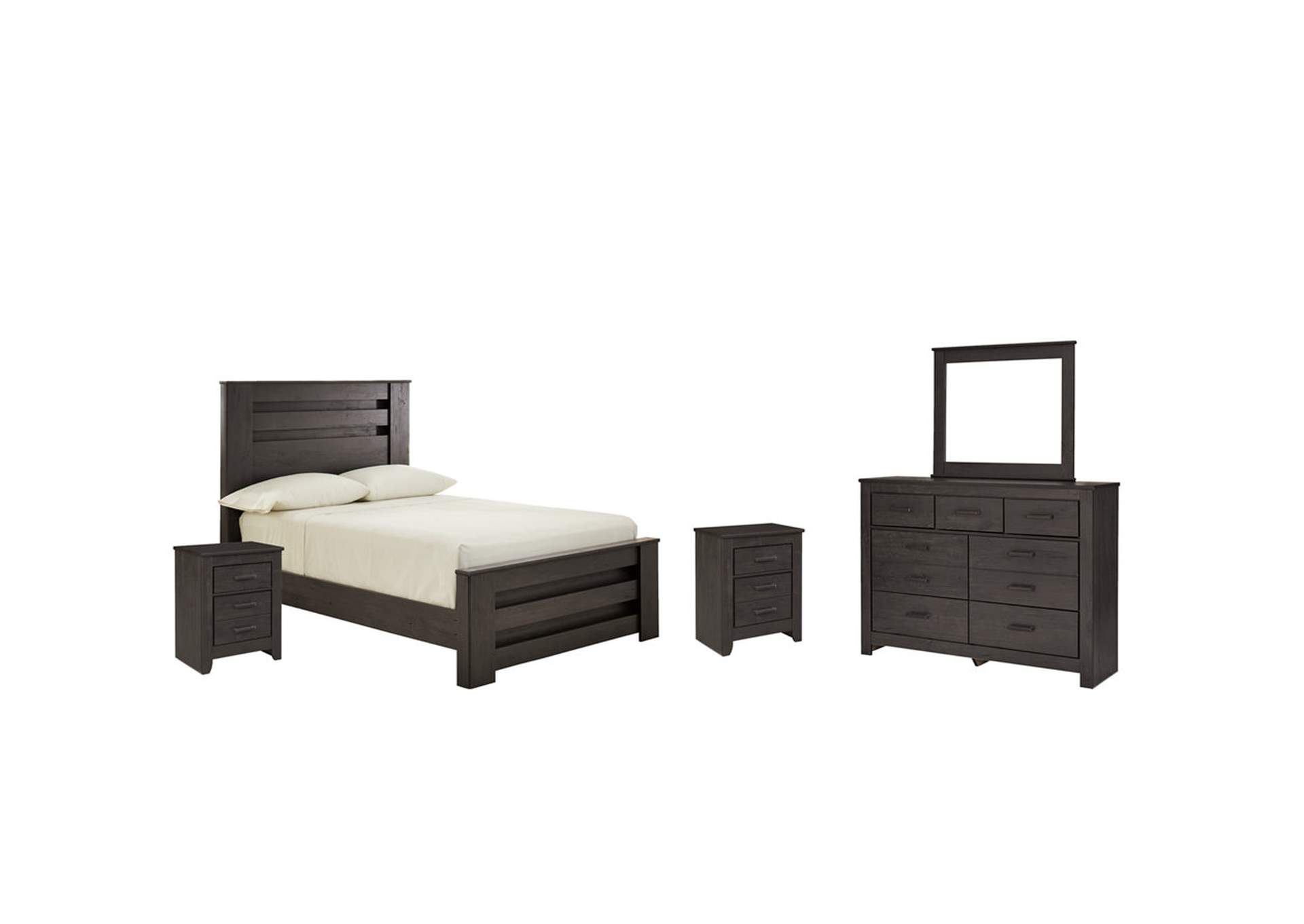 Brinxton Full Panel Bed with Mirrored Dresser and 2 Nightstands,Signature Design By Ashley