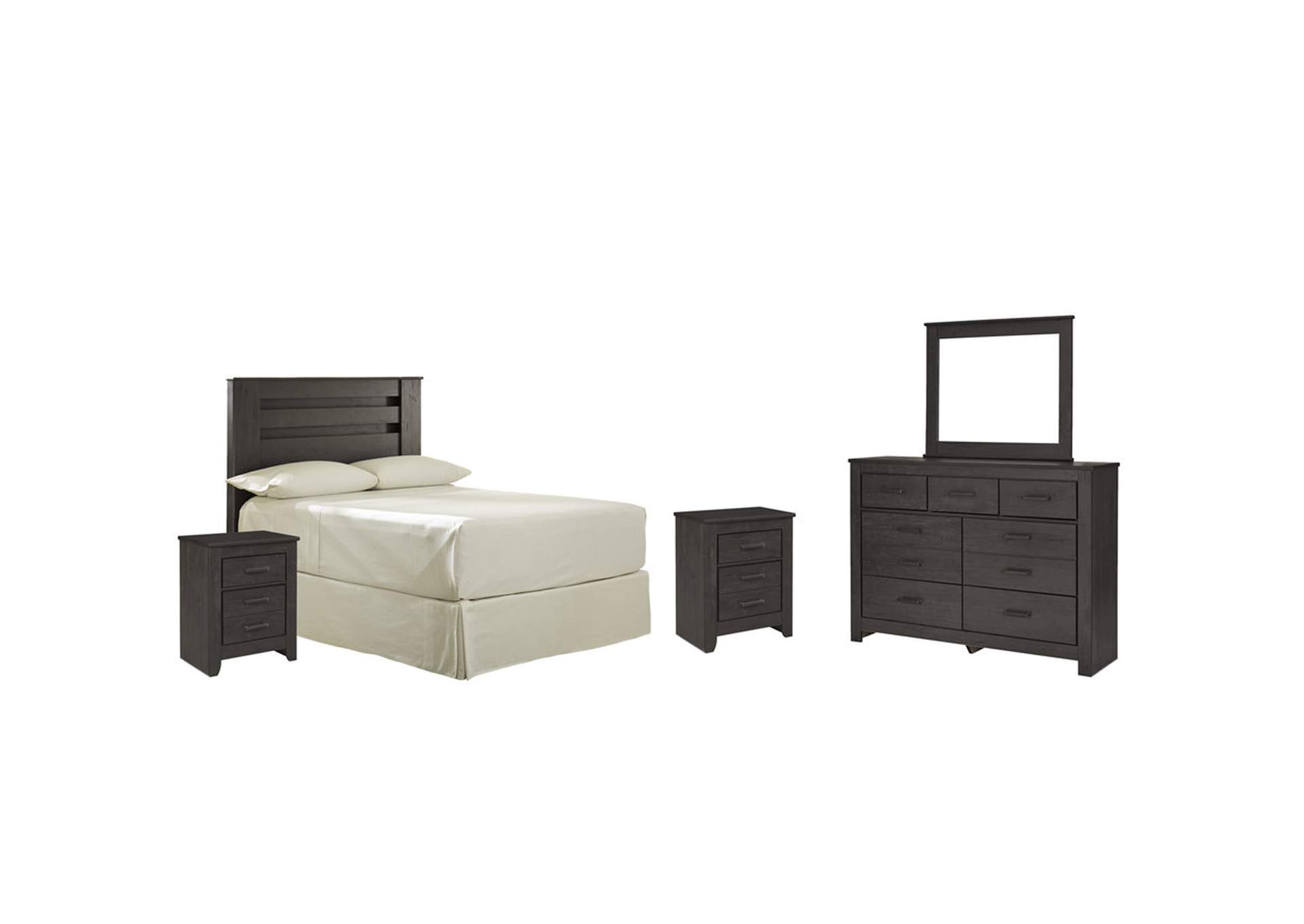 Brinxton Full Panel Headboard Bed with Mirrored Dresser and 2 Nightstands,Signature Design By Ashley