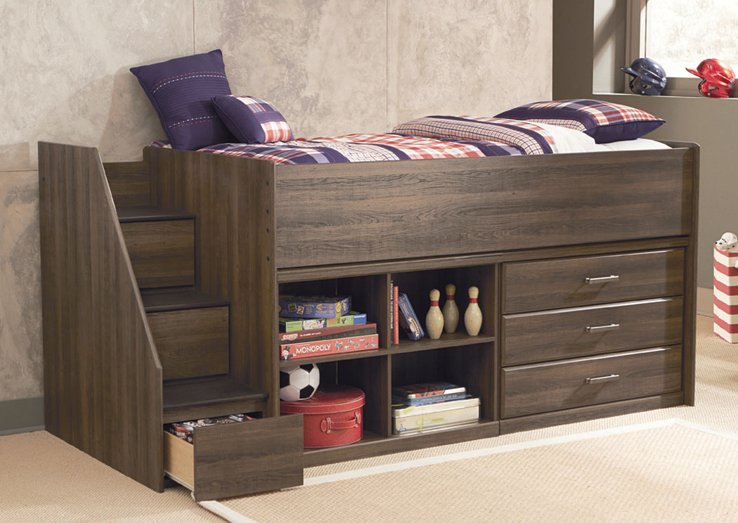 Juararo Twin Loft Bed w/ Left Storage Steps, Bookcase, & Drawers,ABF Signature Design by Ashley