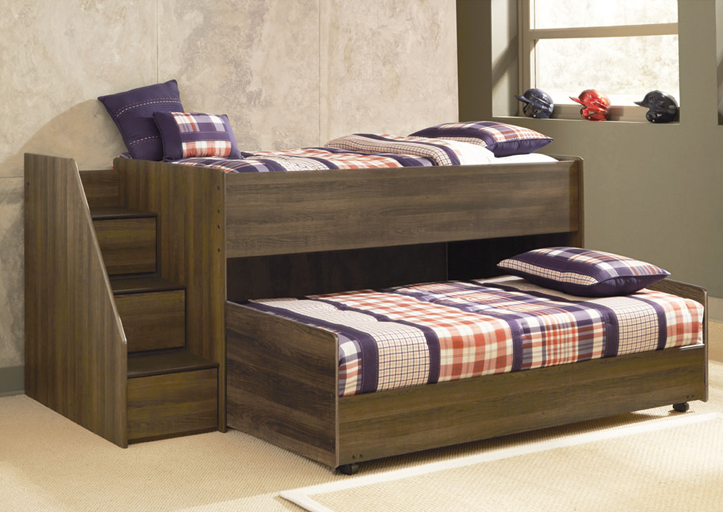 Juararo Twin Loft & Caster Bed Set w/ Left Storage Steps,ABF Signature Design by Ashley