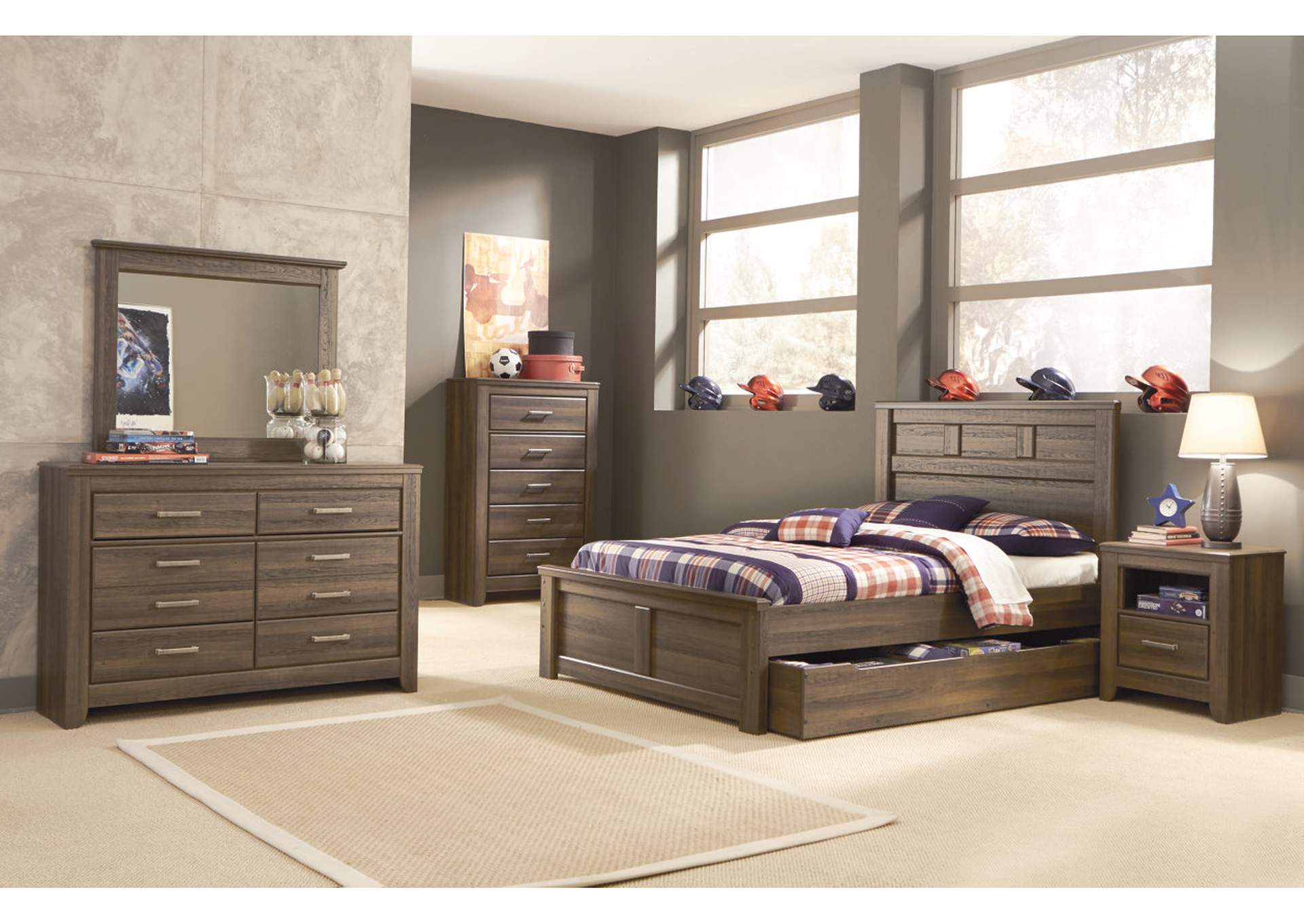 Juararo Full Panel Storage Bed, Youth Dresser, Mirror, Chest & One Drawer Night Stand,ABF Signature Design by Ashley