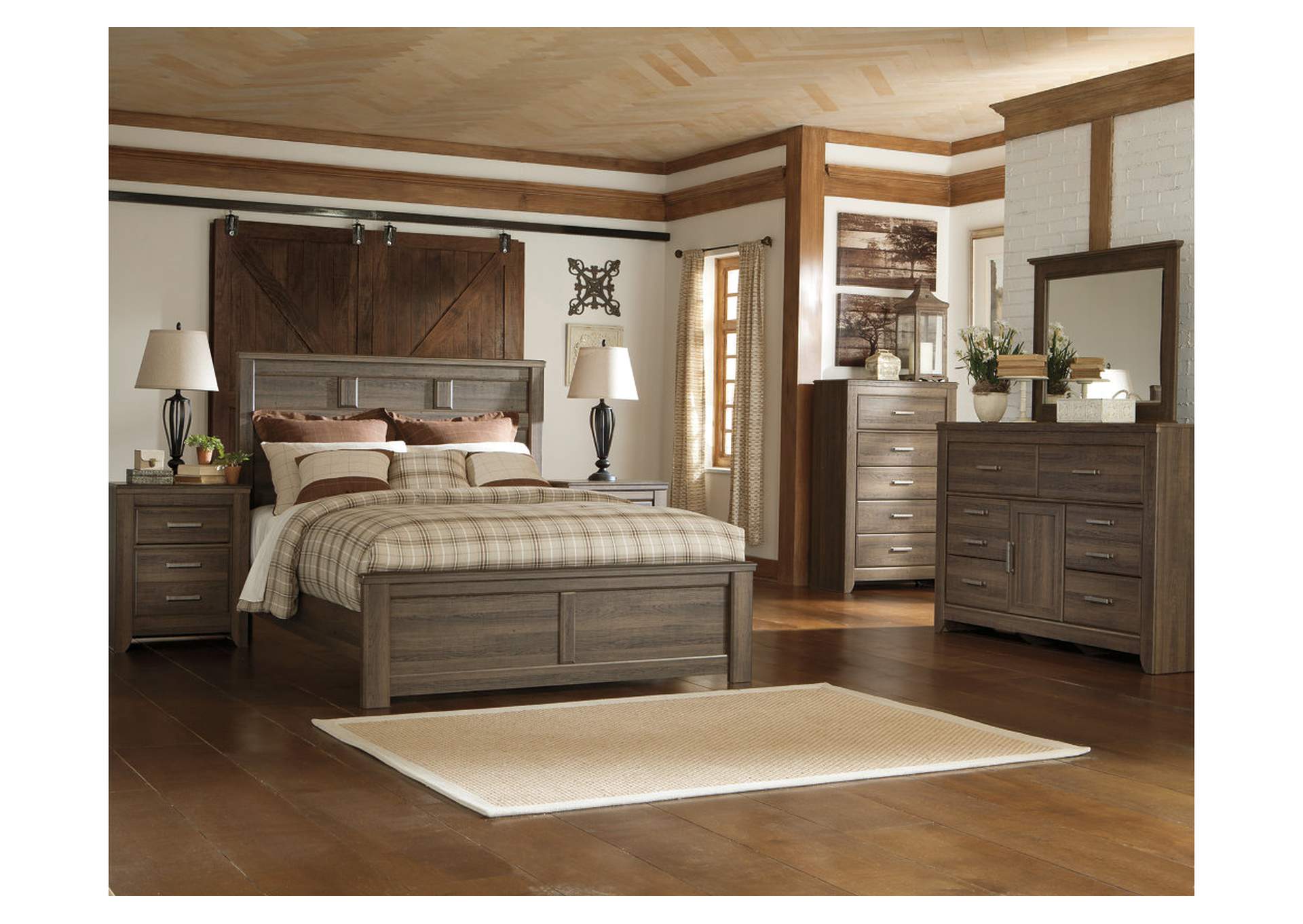 Juararo Queen Panel Bed with Mirrored Dresser and 2 Nightstands,Signature Design By Ashley