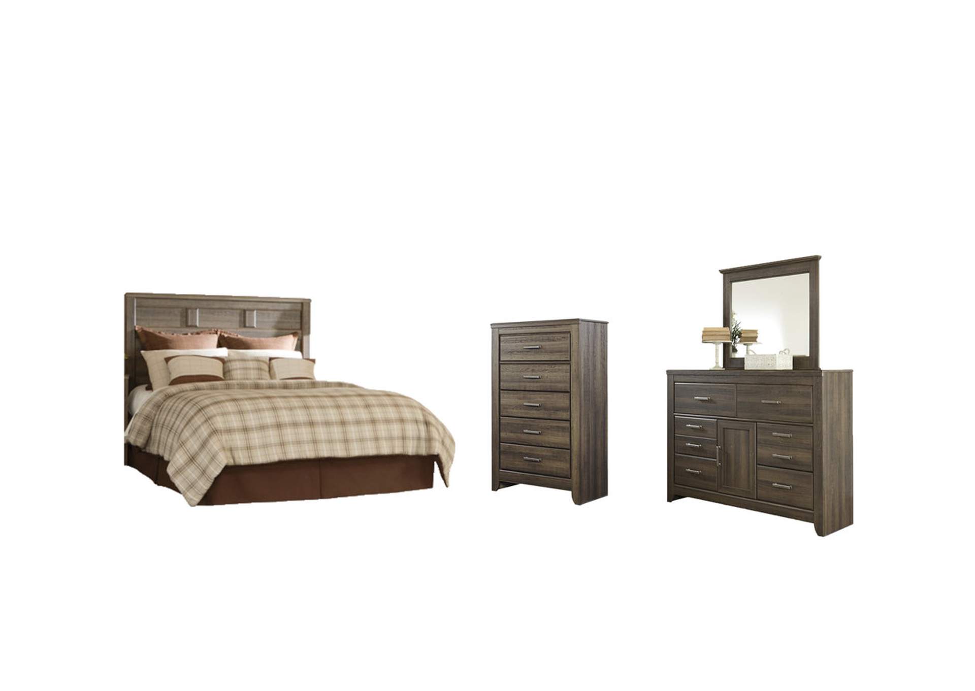 Juararo Queen Panel Headboard Bed with Mirrored Dresser and Chest,Signature Design By Ashley