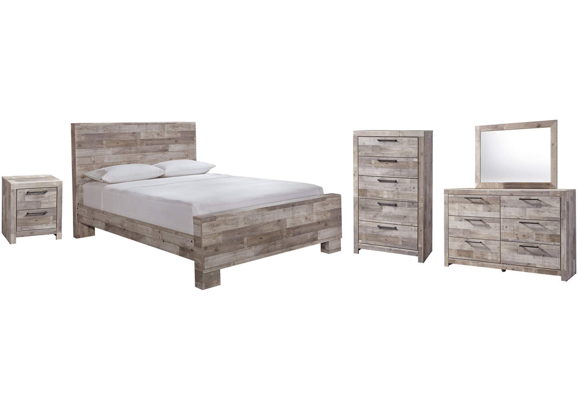 Effie Queen Panel Bed with Mirrored Dresser, Chest and Nightstand,Signature Design By Ashley