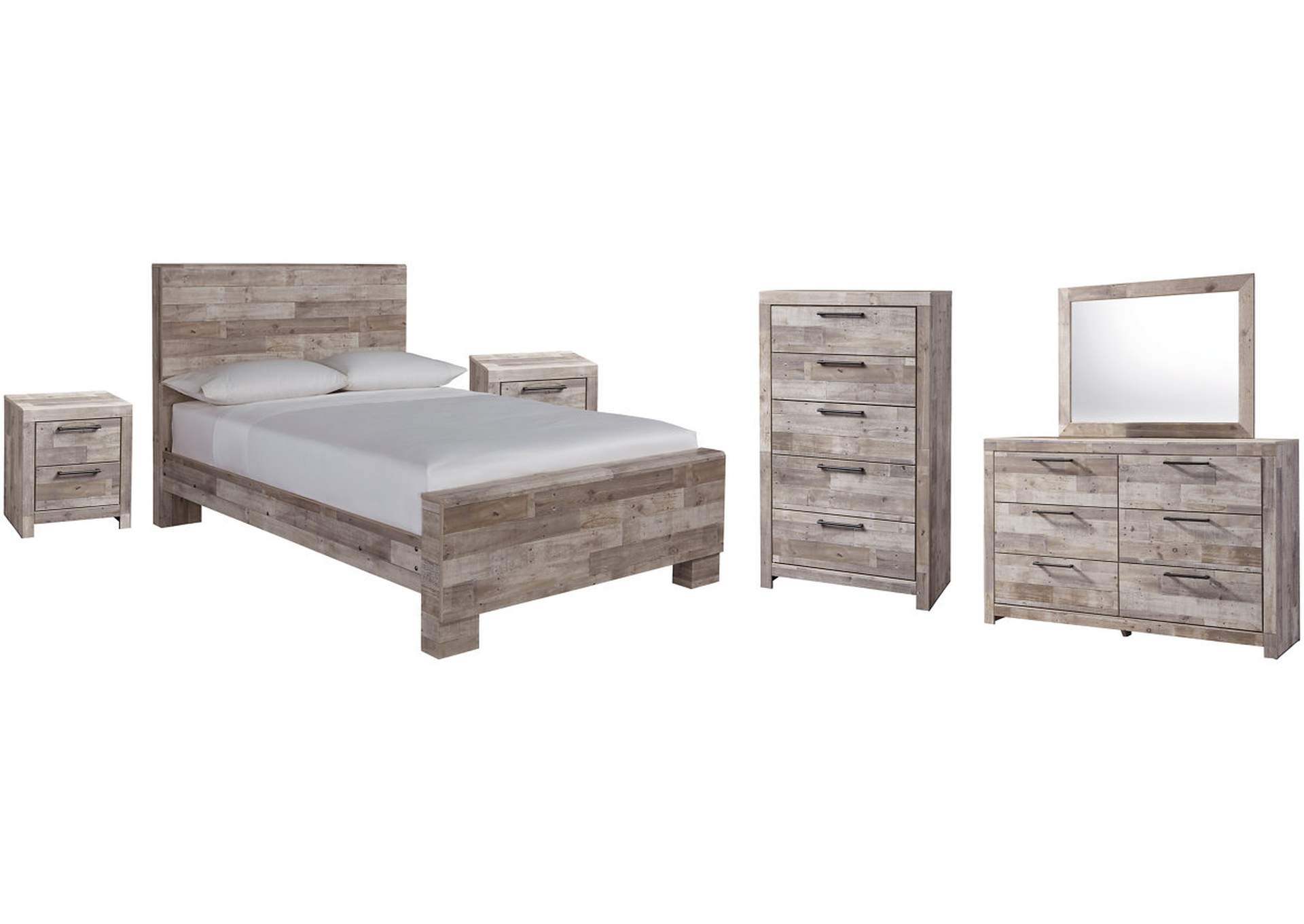 Effie Full Panel Bed with Mirrored Dresser, Chest and 2 Nightstands,Signature Design By Ashley