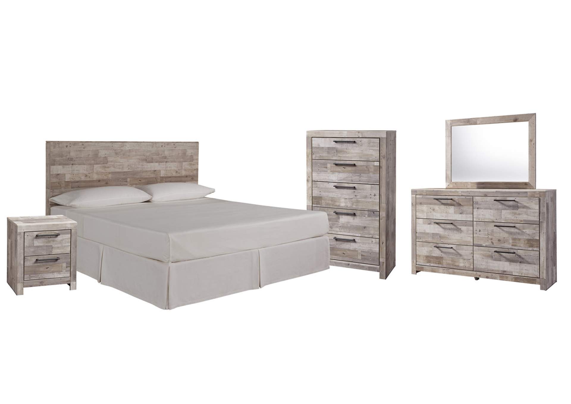 Effie King Panel Headboard Bed with Mirrored Dresser, Chest and Nightstand,Signature Design By Ashley