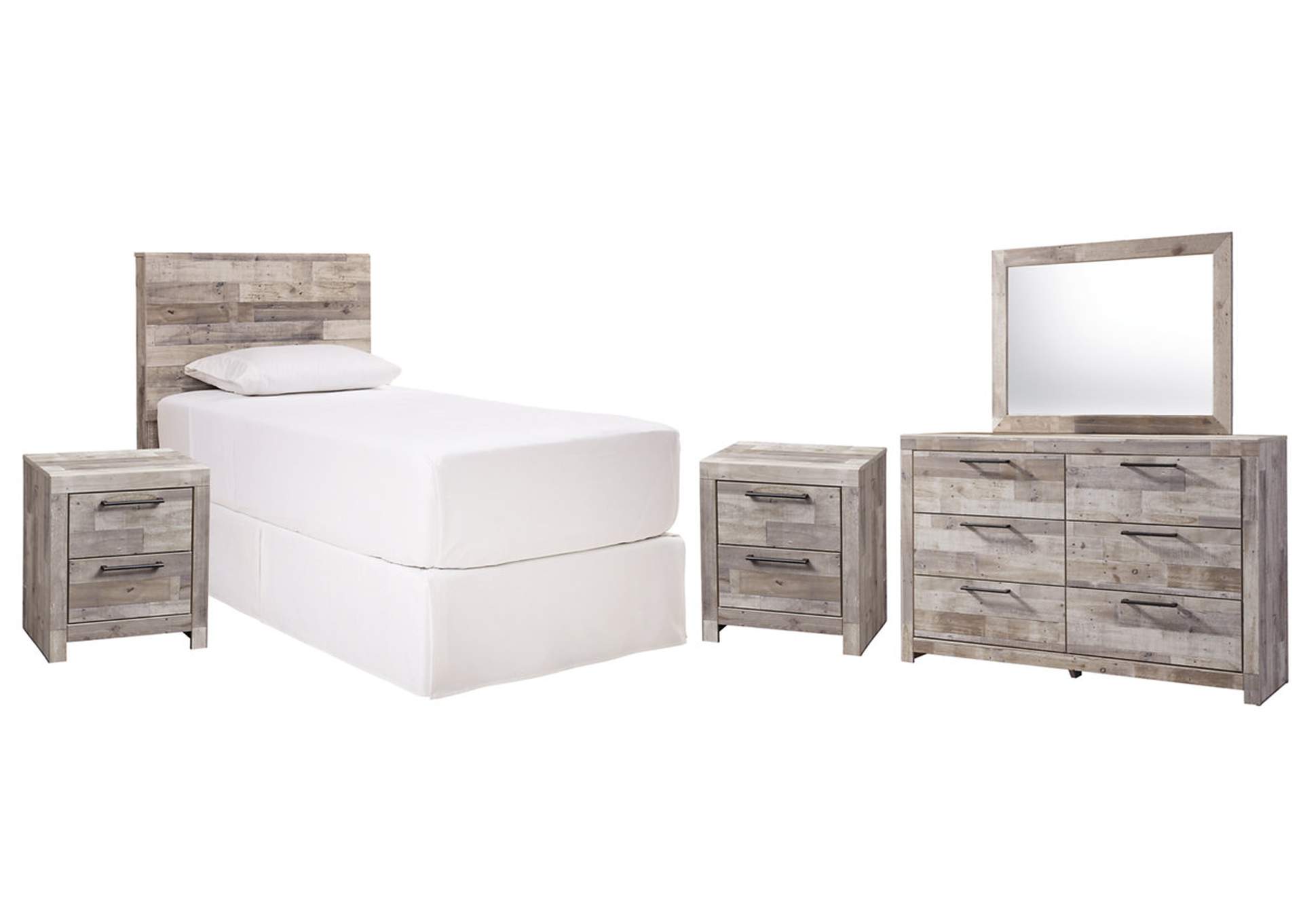 Effie Twin Panel Headboard Bed with Mirrored Dresser and 2 Nightstands,Signature Design By Ashley