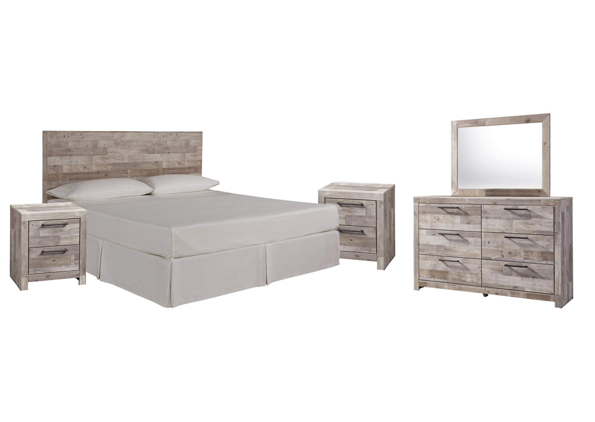 Effie King Panel Headboard Bed with Mirrored Dresser and 2 Nightstands,Signature Design By Ashley