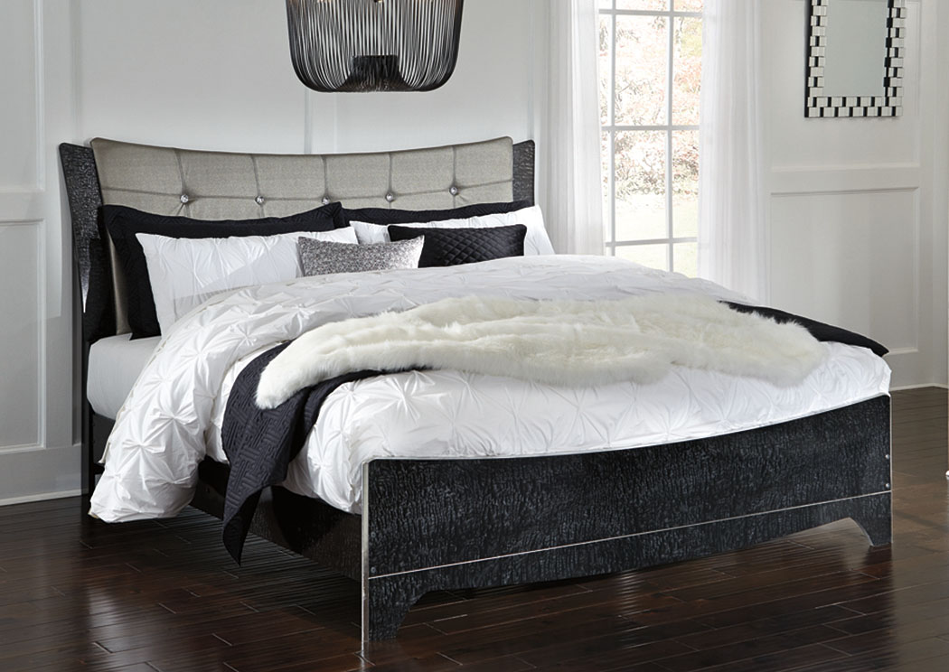 Amrothi Black King Upholstered Panel Bed,ABF Signature Design by Ashley