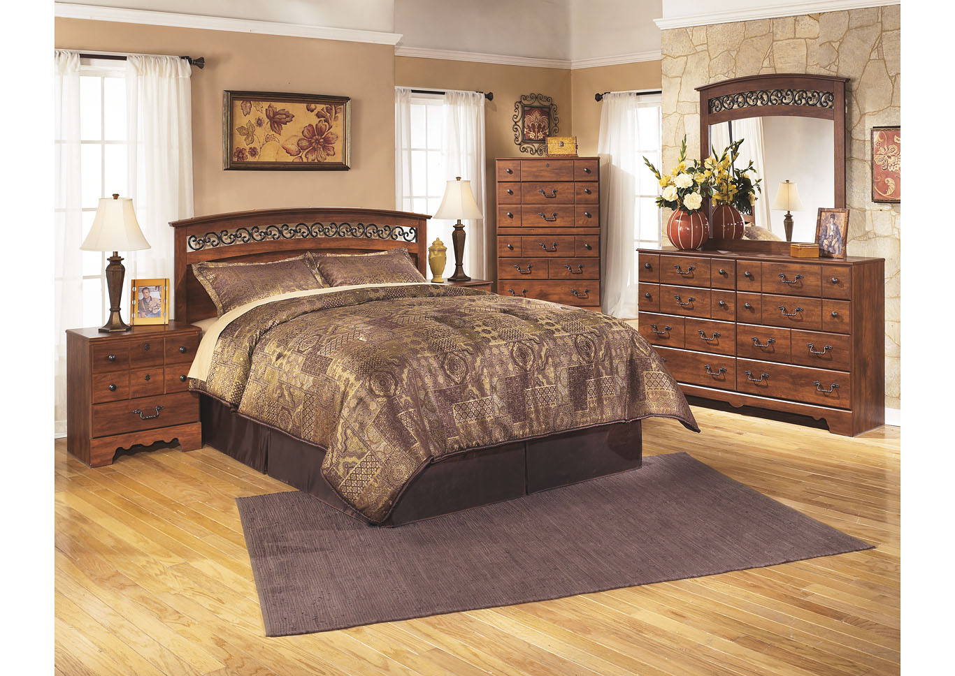 Timberline Queen/Full Panel Headboard w/Dresser, Mirror and Nightstand,ABF Signature Design by Ashley