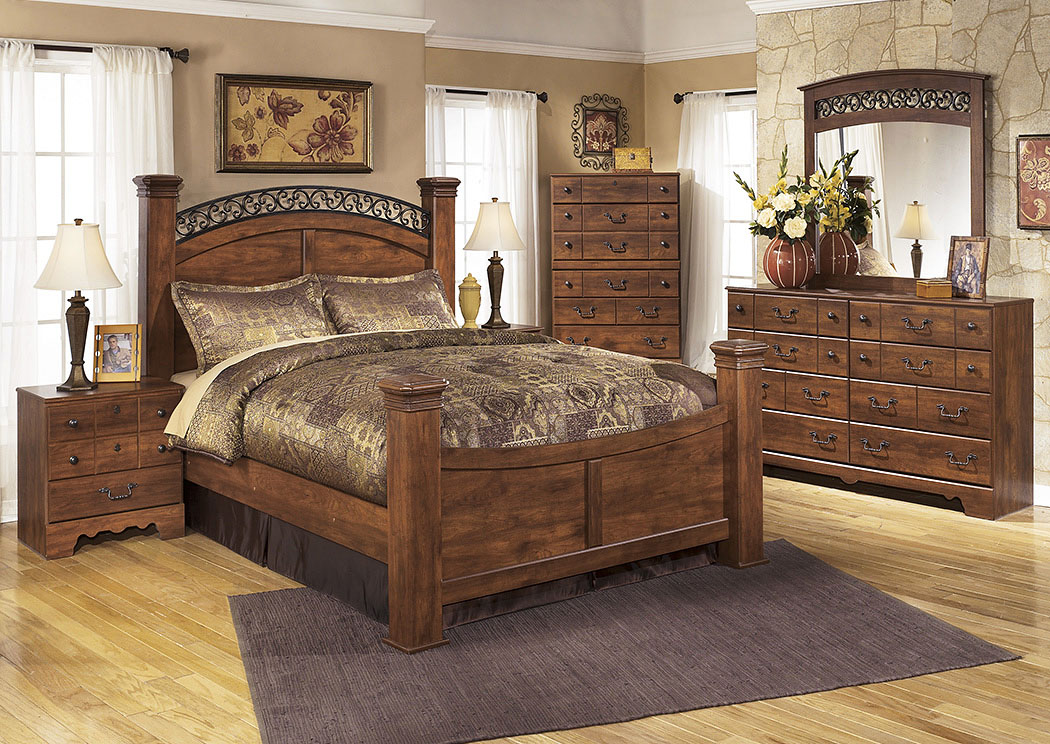 Timberline Queen Poster Bed w/Dresser, Mirror and Nightstand,ABF Signature Design by Ashley