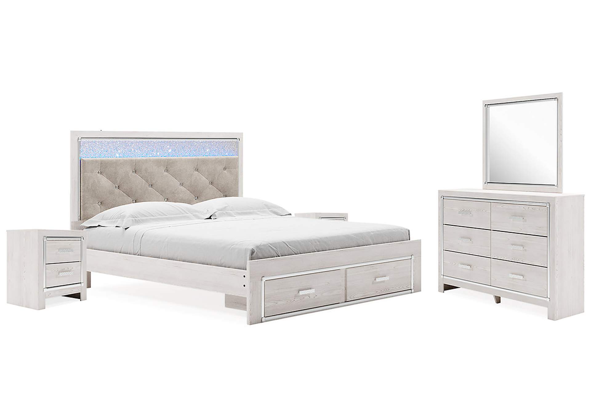 Altyra King Upholstered Storage Bed, Dresser, Mirror and 2 Nightstands,Signature Design By Ashley