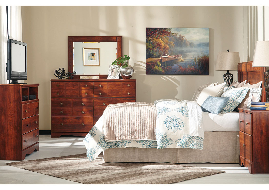 Brittberg Reddish Brown Queen/Full Panel Headboard w/Dresser, Mirror and Nightstand,ABF Signature Design by Ashley