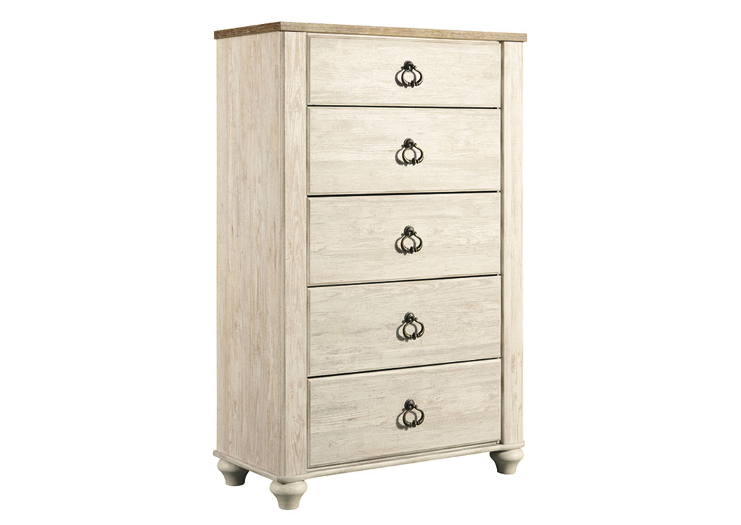 Willowton Whitewash Five Drawer Chest,ABF Signature Design by Ashley