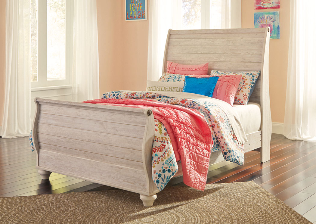 Willowton Whitewash Full Sleigh Bed,ABF Signature Design by Ashley