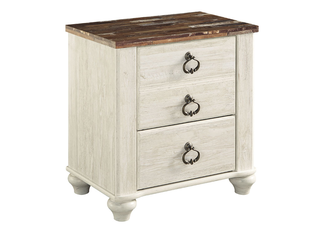 Willowton Whitewash Two Drawer Nightstand,ABF Signature Design by Ashley