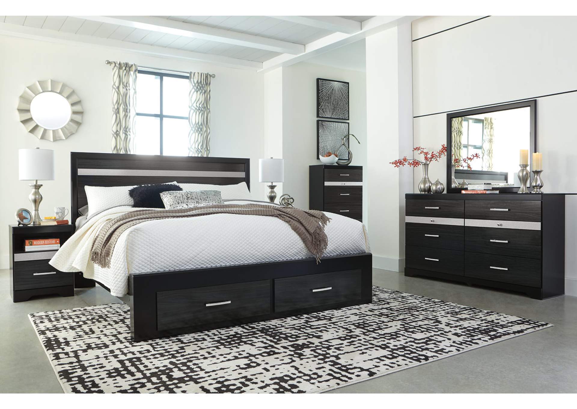 Starberry King Panel Bed with 2 Storage Drawers,Signature Design By Ashley