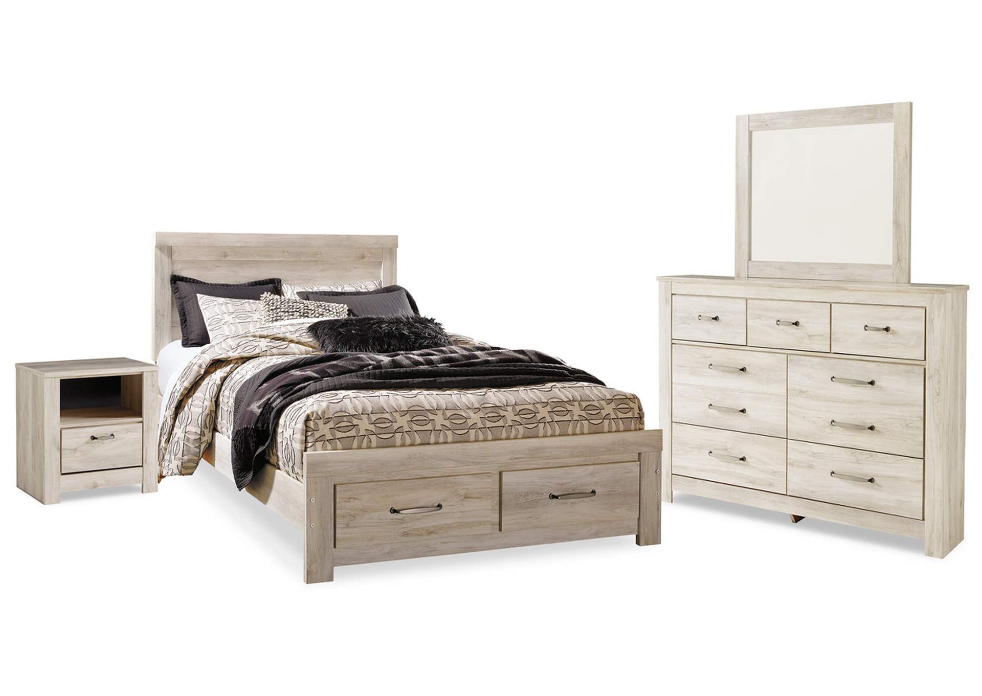 Bellaby Queen Panel Storage Bed, Dresser, Mirror and Nightstand,Signature Design By Ashley