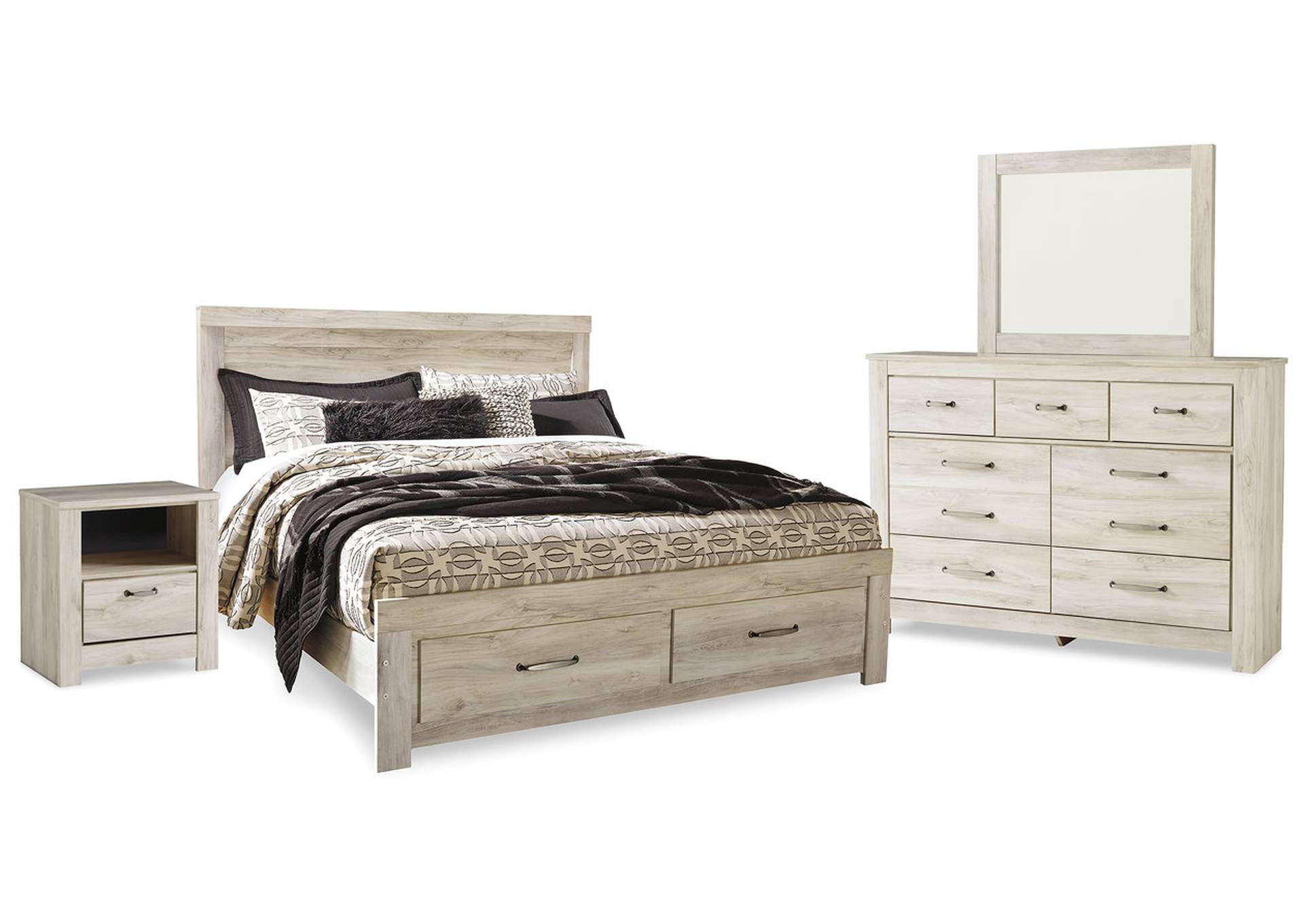 Bellaby King Panel Storage Bed, Dresser, Mirror and Nightstand,Signature Design By Ashley