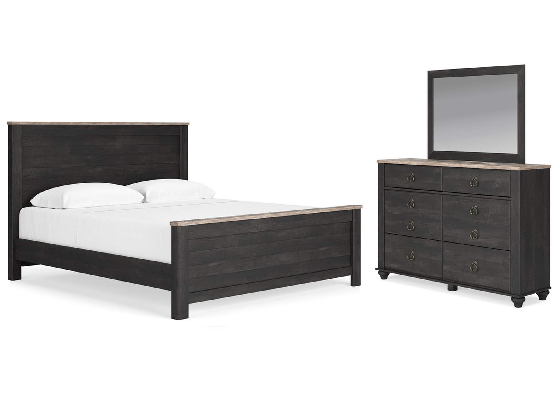 Nanforth King Panel Bed, Dresser and Mirror,Signature Design By Ashley