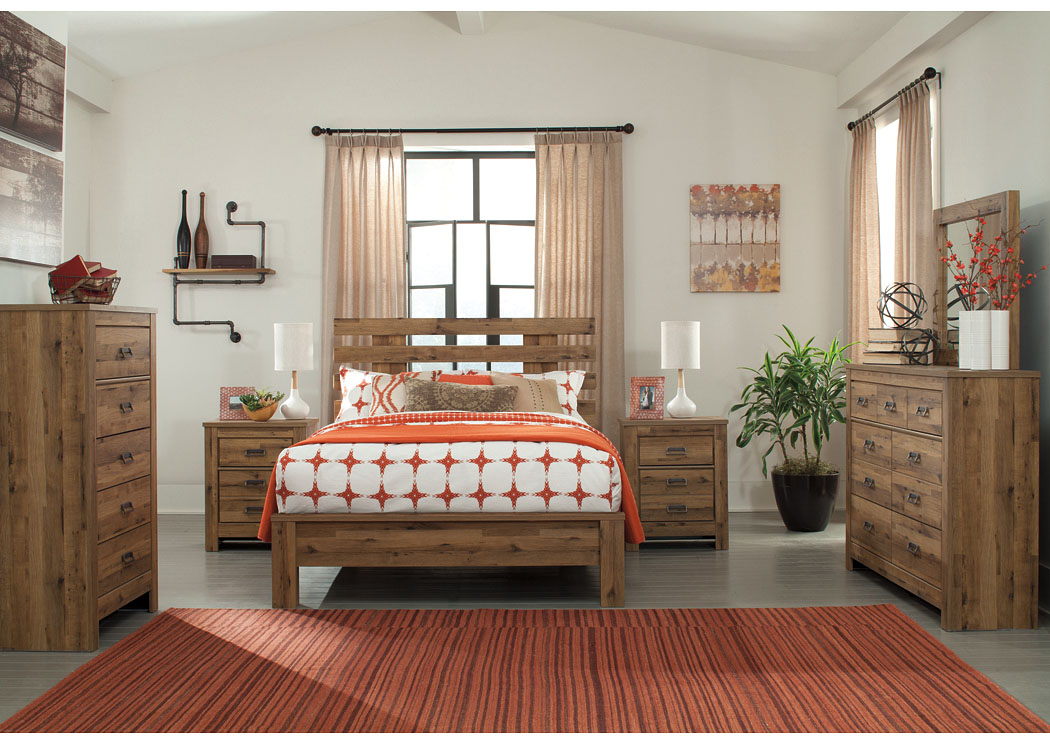 Cinrey Medium Brown Queen Panel Bed w/Dresser, Mirror and Nightstand,ABF Signature Design by Ashley