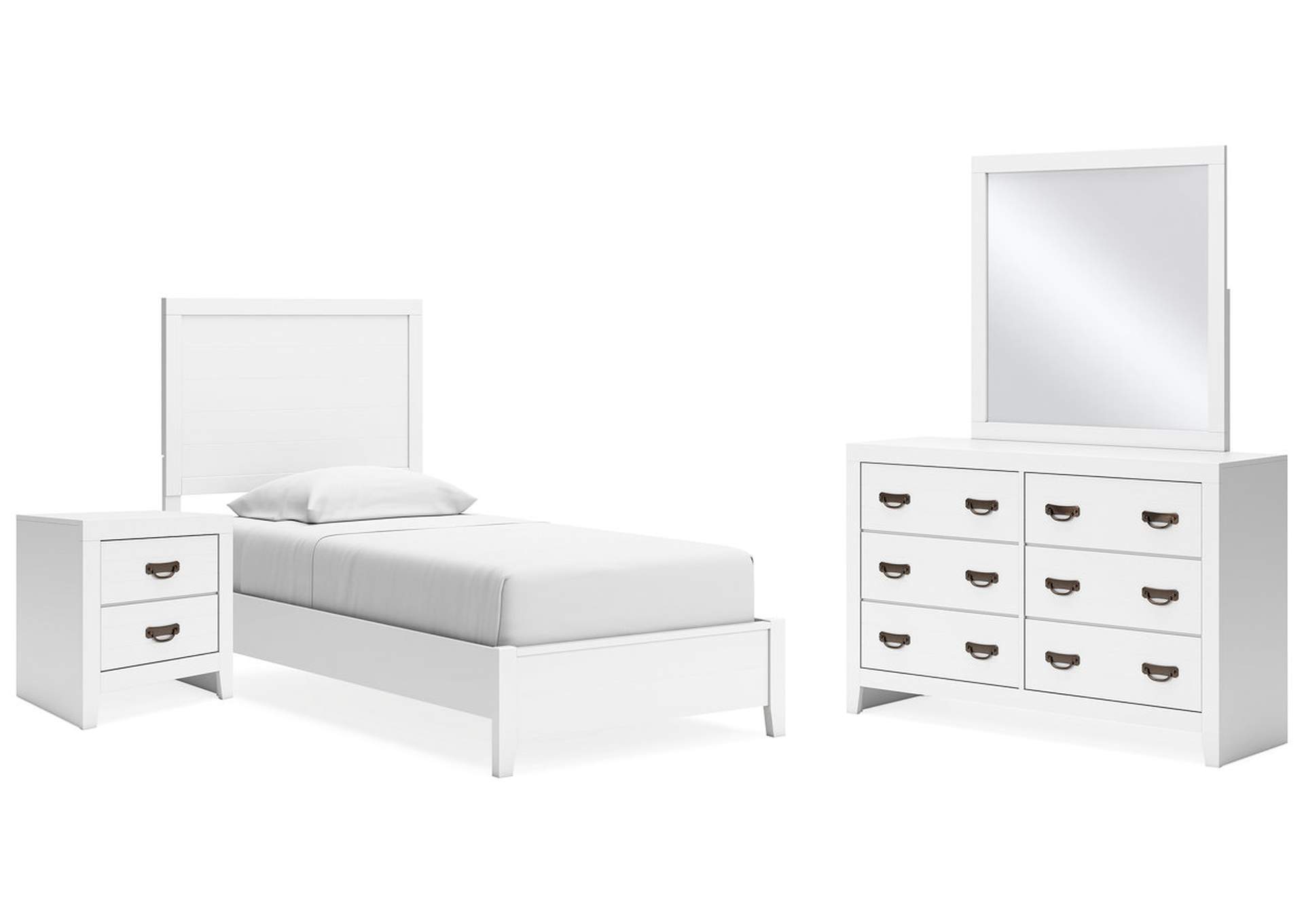 Binterglen Twin Panel Bed with Mirrored Dresser and Nightstand,Signature Design By Ashley