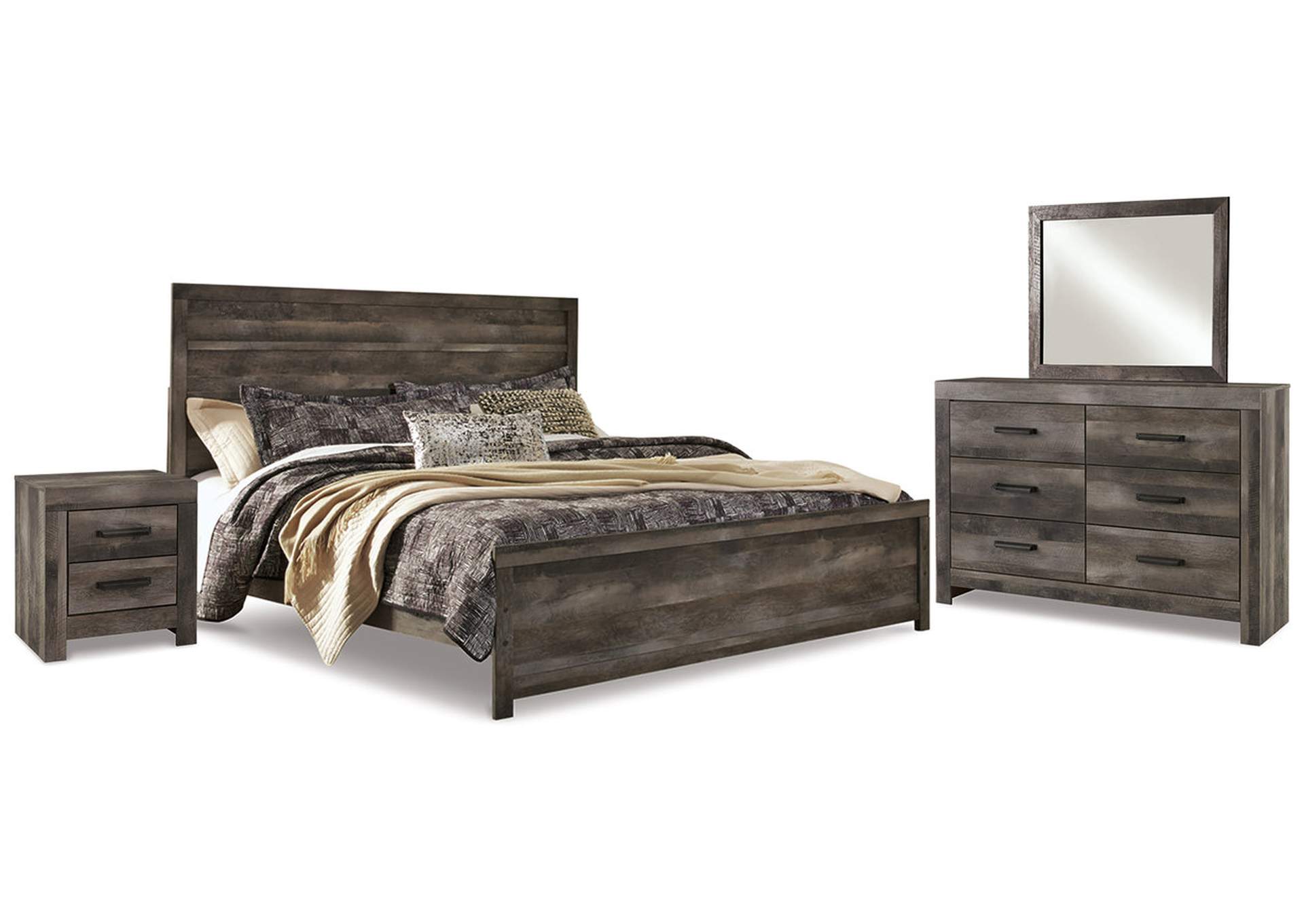 Wynnlow King Panel Bed with Mirrored Dresser and Nightstand,Signature Design By Ashley