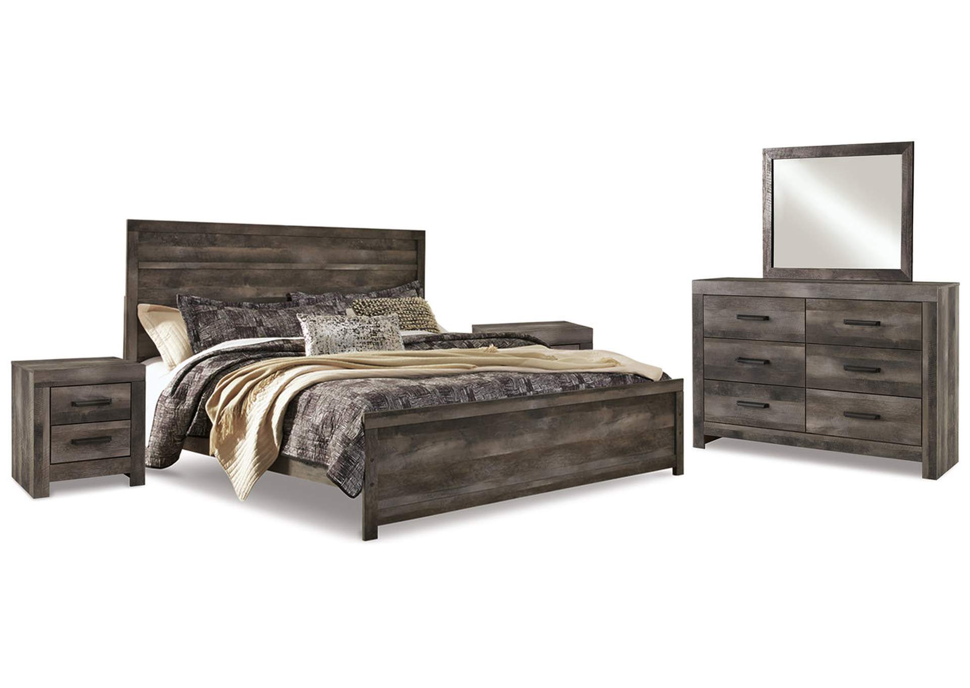 Wynnlow King Panel Bed with Mirrored Dresser and 2 Nightstands,Signature Design By Ashley