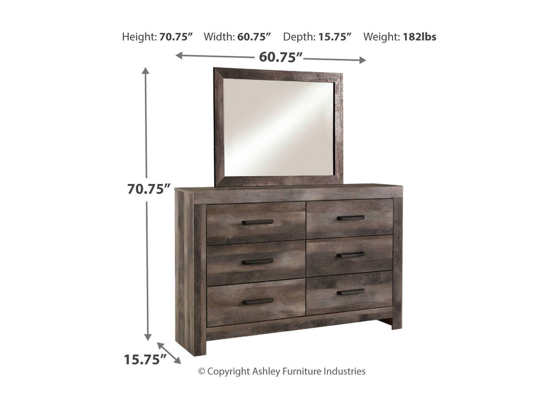 Wynnlow King Panel Bed with Mirrored Dresser, Chest and 2 Nightstands,Signature Design By Ashley
